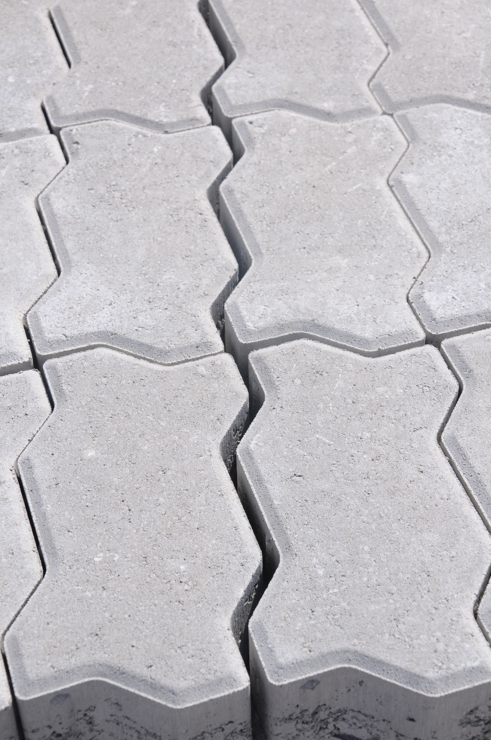 Close-up of interlocking concrete driveway pavers